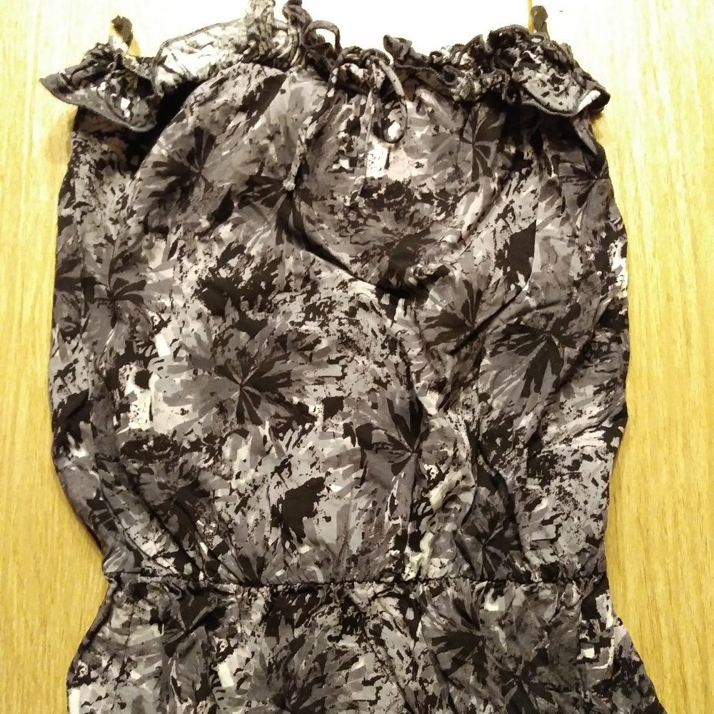 Strapless Black Grey and White Top